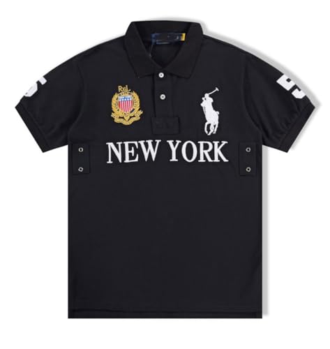 POLO RALPH LAUREN 半袖ポロシャツ L NEW YORK 黒色 ポロ ラルフローレン/POLO 半袖ポロシャツ/NY/サイクリング/L/黒 POLO
